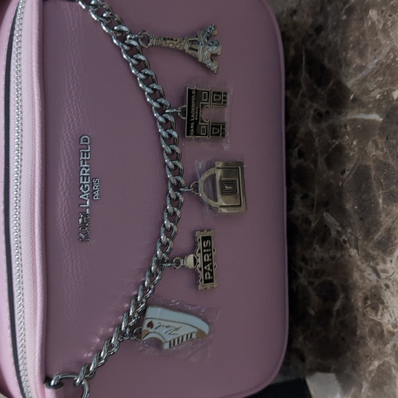 Karl Lagerfeld Pink Crossbody Bag with Silver Accents - Picture 2 of 8